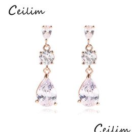 Dangle Chandelier Fashion Designer Clear Cubic Zirconia Waterdrop Earrings For Women Bridal Earring Ear Party Jewe Dhgarden Dhhli