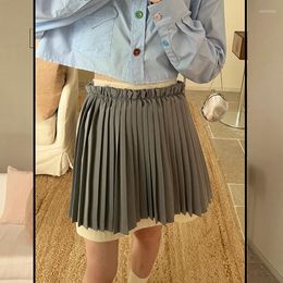 Skirts Summer 2023 High Waist A Line Mini Pleated Skirt Korean Fashion Ruffle College Style Grey Green Y2k For Women Teenage Girl