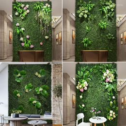 Decorative Flowers Artificial Plant Wall Lawn Wedding Background With DIY Outdoor Green Plastic Garden El Home Decoration Grass Flower