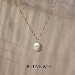Pendant Necklaces French Baroque Natural Freshwater Pearl Oblate Peace Collarbone Chain Buckle Buttons Necklace Fine Jewelry