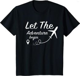 Men's T Shirts Let The Adventure Begin - Love Travel Aeroplane Travelling T-Shirt