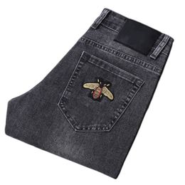 New JEANS chino Pants pant Men's trousers Stretch Autumn winter close-fitting jeans cotton slacks washed straight business casual Little Bee embroidery G8087G