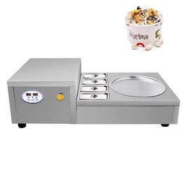 Square And Round Flat Pan Fried Ice Cream Roll Machine Malaysia Thailand Stainless Steel Ice Cream Frying Machine 220V 110V