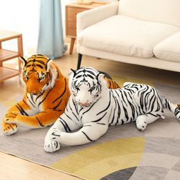 Plush Dolls 50-110cm High Quality Lifelike Tiger Plush Toys Soft Wild Animals Simulation White Yellow Tiger Doll Children Kids Birthday Gift 230512