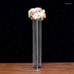 Party Decoration 120 CM Tall Table Centrepiece Flower Stand For Wedding Favours Gold Or Silver Colour Metal With Acrylic Beads Yu1837