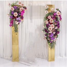 Party Decoration 2pcs/set)Wedding Events Flower Arch Gold Mental Backdrop Yudao1870