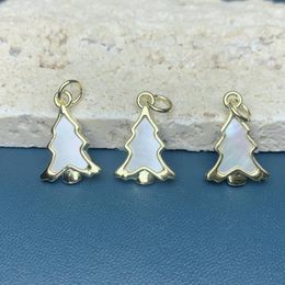 Charms Christmas Tree Pendants Women White MOP Sea Shell Jewelry Making Fashion DIY Necklace Earrings Accessories