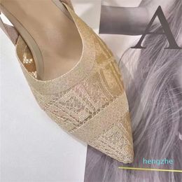 Womens dress shoes high heels women designer mesh embroidery fashion womens summer beach wedding shoe 5.5 8.5 cm 36-42