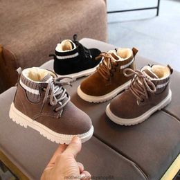 Fashion Soft Boots Bottom Winter Warm Kids Baby Girls Boys Shoes Lace Up Toddler Infant Children Short Ankle Booties