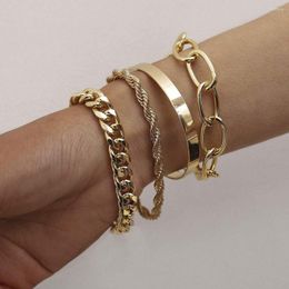 Bangle Trendy Chain Bracelet Set For Women Angel Letter Gold Silver Color Link Female Fashion Jewelry Gift