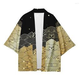 Ethnic Clothing Japanese Adult Yukata Kimono Top Fashion Short Sleeve Shirt Oversize Unisex Haori Cardigan Casual Daily Blouse Loose