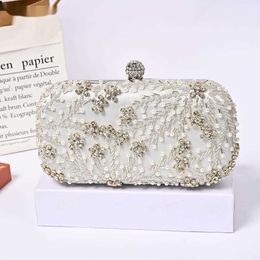 Evening Bags Womens Clutch Crystal Pearl Clutches Purse Luxury Handbag Embroidery Wedding for Bridal Shoulder 230427