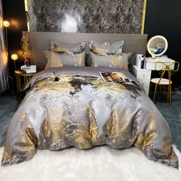 Bedding sets Thicken Bedding set Egyptian cotton Jacquard Soft duvet cover flat bed sheet pillowcases Bed sets luxury Queen King size 4/6PCS 230512