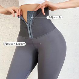 Active Pants Ultra High Waist Breasted Abdominal Fitness Ladies Outer Wear Body Sculpting Yoga Tight Stretch Running Sports