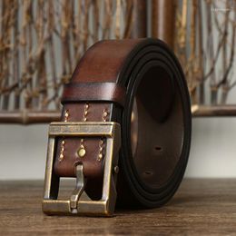 Belts 3.8CM High Quality Belt Men's Genuine Leather Top Layer Pure Cowhide Brass Buckle Jeans Fashion For Men Luxury Designer