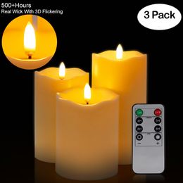 Candles 3Pcs Set Remote Control LED Flameless Lights Year Battery Powered Led Tea Easter With Packaging 230512