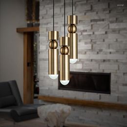 Pendant Lamps Modern Lights Led Bar Chandelier Golden Single Head Long Tube For Home Living Room Decor Kitchen Accessories