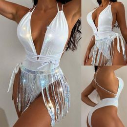 Women's Swimwear Swimsuit Women's European And American Sexy Deep V Ins Romantic Su One-piece