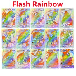 For Pokemon Rainbow Shiny Silver Cards Secret Rare Pokemon Vmax Leon Assorted Cards Lot English Letter Collection Battle Trading Card Anime Party Birthday Gifts