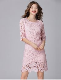 Mantel Kurzes Abschlussball-Parteikleid 2023 Jewel Neck Blumenspitze Halbarm Rosa Frauen Abend Geburtstagskleider Robe De Soiree Customed