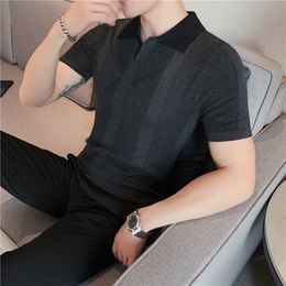 Men's Polos Style Men's summer High quality short sleeves Polo Shirts/Male Slim Fit Stripe Ice silk Hollow out POLO shirts S-3XL 230512