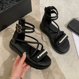 Sandals Summer New Luxury Brand Beaded Open Toe Platform Shoes Women Sandals Slides 2023 Party Shoes Dress Designer Ladies Chaussures G230512