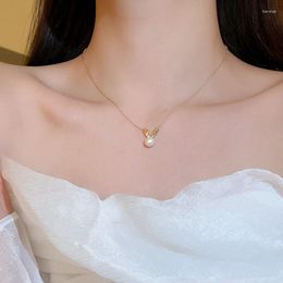 Chains KAITIN Gold Plated Jewelries Pearl Necklace For Women Personality Design Creative Clavicle Chain Fashion Cute