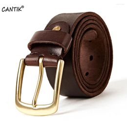 Belts CANTIK 2023 Top Quality Pure Cow Genuine Leather Retro Styles Brass Buckle Jeans Accessories For Men 10 Year Used 2007