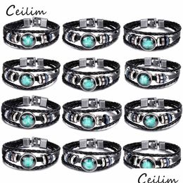 Chain 12 Constellation Bracelet New Fashion Jewelry Braided Leather Bangles Men Casual Personality Zodiac Signs Wholesale Dr Dhgarden Dhgna