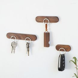 Hooks Solid Wood Magnetic Iron Hook Key Storage Magnet Wall Hanging Decoration HolderWood