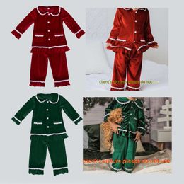 Pajamas Winter Matching Kids Christmas Pajamas Red Velvet Xmas Pyjamas Baby Boys Girls Sleepwear Children PJ Lounge Set RTS 230511