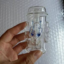 Latest Pyrex Thick Glass Bubbler Oil Burner four-sided skull kettle Hookahs Philtre Water Bong Pipes Portable Dry Herb Tobacco Tool Accessories