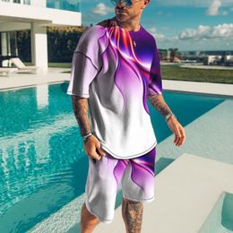 Mens Tracksuits Summer Mens Suit Short Sleeve TShirt Suit Print Tai Chi Pattern 3D Sportswear Casual Oversized Top Shorts Breathable Sportswea 230511