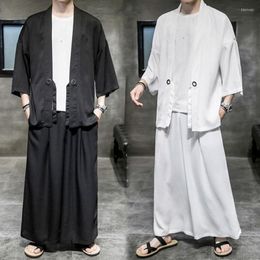 Ethnic Clothing Japanese Fashion Samurai Champloo Butterfly Kimono Man Vintage Harajuku Style Asian Streetwear Wide Pants For Men