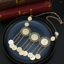 Pendant Necklaces Neovisson Turkish Round Flower Shape Coin Chain Gold Plated Women Necklace Arabic Wedding Jewellery Ethnic