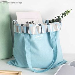 Shopping Bags New Fabric Double-Sided Dual-Use Cotton And Linen Pocket Handbag Shopper Bag Reusable Storage Bag Grocery Bag Women'S Bag