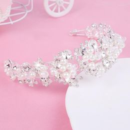 Hair Clips Sparkling Pearl Crystal Tiaras Crown Bridal Flowers Jewellery Wedding Accessory Hairwear Princess Evening Party Gift