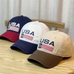 Snapbacks Unisex Usa Embroidery Baseball Caps For Men Women Cotton Soft Top Snapback Hat Fashion Color Matching Adjustable Outdoor Sun Hat P230512