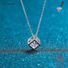 New Luxury Real Moissanite Diamond Necklace 1Ct Pendant Necklace Women Girls Birthday Gift 925 Sterling Silver Fine Jewelry