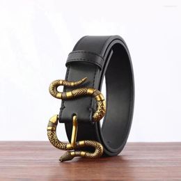 Belts Luxury Vintage Designer Belt Snake Buckle Men High Quality Women Genuine Real Leather Dress Strap G For Jeans