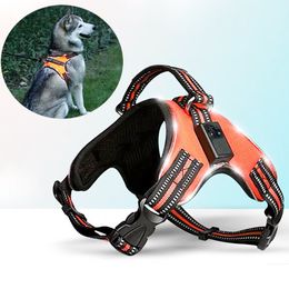 Dog Collars Leashes Rechargeable LED Harness for Pets Dog Tailup Nylon Led Flashing Light Dog Harness Collar Pet Safety Leash Belt Dog Accessories 230512