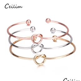 Bangle Fashion Tie Knot Bracelet Bangles Simple Twist Cuff Open Bridesmaid Jewelry Adjustable For Women Party Diy Dr Dhgarden Dhhp0