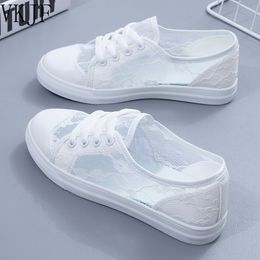 Dress Shoes Sexy Lace White Women Flats Sneakers Summer Female Causal Black Canvas Vulcanize For Woman 230511