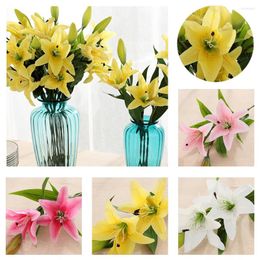 Decorative Flowers 3 Heads Artificial Fake Bridal Lily Silk Multicolor Bouquet Wedding Home Party Decoration Pography Props