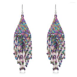 Hoop Earrings 1 Pair Handmade Bohemian Tassel With Beaded Fringe Design