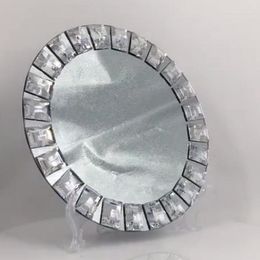 Party Decoration 20pcs)wholesale Clear Crystal Bead Sliver Mirror With Big Rhinestone Charger Plate Yudao1473