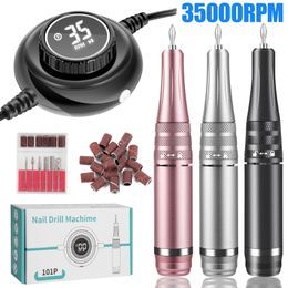 Nail Manicure Set 35000RPM Machine Electric Drill Portable Lathe Cutter Gel Polisher Salon Equipment 230512