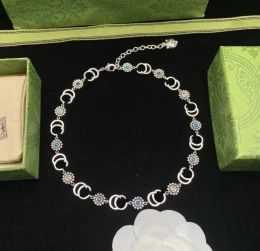 2023 -й серебряный серебряный драгоценный камень ожерелье. Модный бренд роскошный дизайнер ожерелья для женщин -дизайнера личности ювелирные изделия
