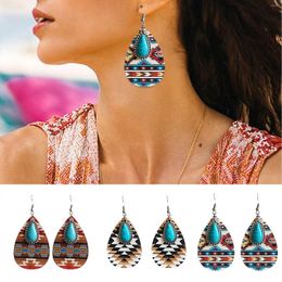 Hoop Earrings Border European And American Women's Turquoise Pendant Retro Ethnic Style Fashion Pack Of Jewellery