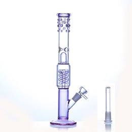 Purple Glass Bong Colorful Green Blue Black 38cm Spiral Percolator Colored 15 inch Perc Water Pipe